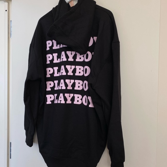 🔄 Playboy Black Repeat Print Oversized Hoodie - Picture 5 of 5